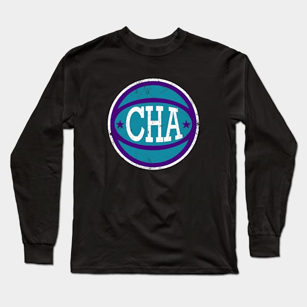 Charlotte Retro Ball - Teal Long Sleeve T-Shirt by KFig21